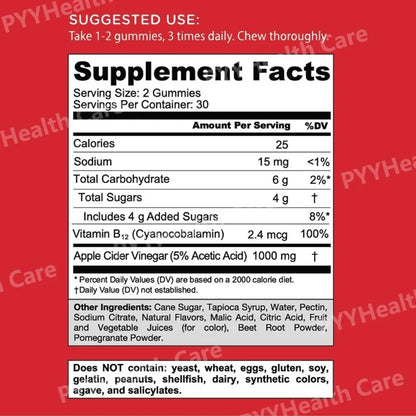 Apple Cider Vinegar Gummies Plant Based Dietary Supplement Spring 2026 Wellness Immune and Energy Support 60 Count