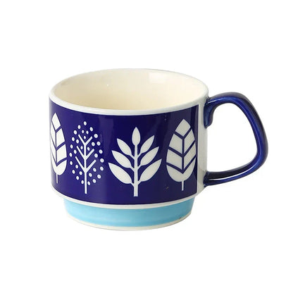 Coffee Mug 300ml Japanese Flower Ceramic Set Retro Drinkware Office Entertaining Fall 2025 Ergonomic Handgrip Gift