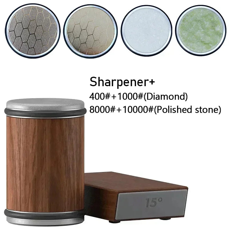Rolling Diamond Knife Sharpener Kit with Magnetic Holder – 15° & 20° Angle Roller Kitchen Tool 2026