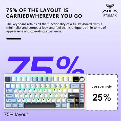 Gaming Mechanical Keyboard 75% Hot Swap RGB TFT Wireless