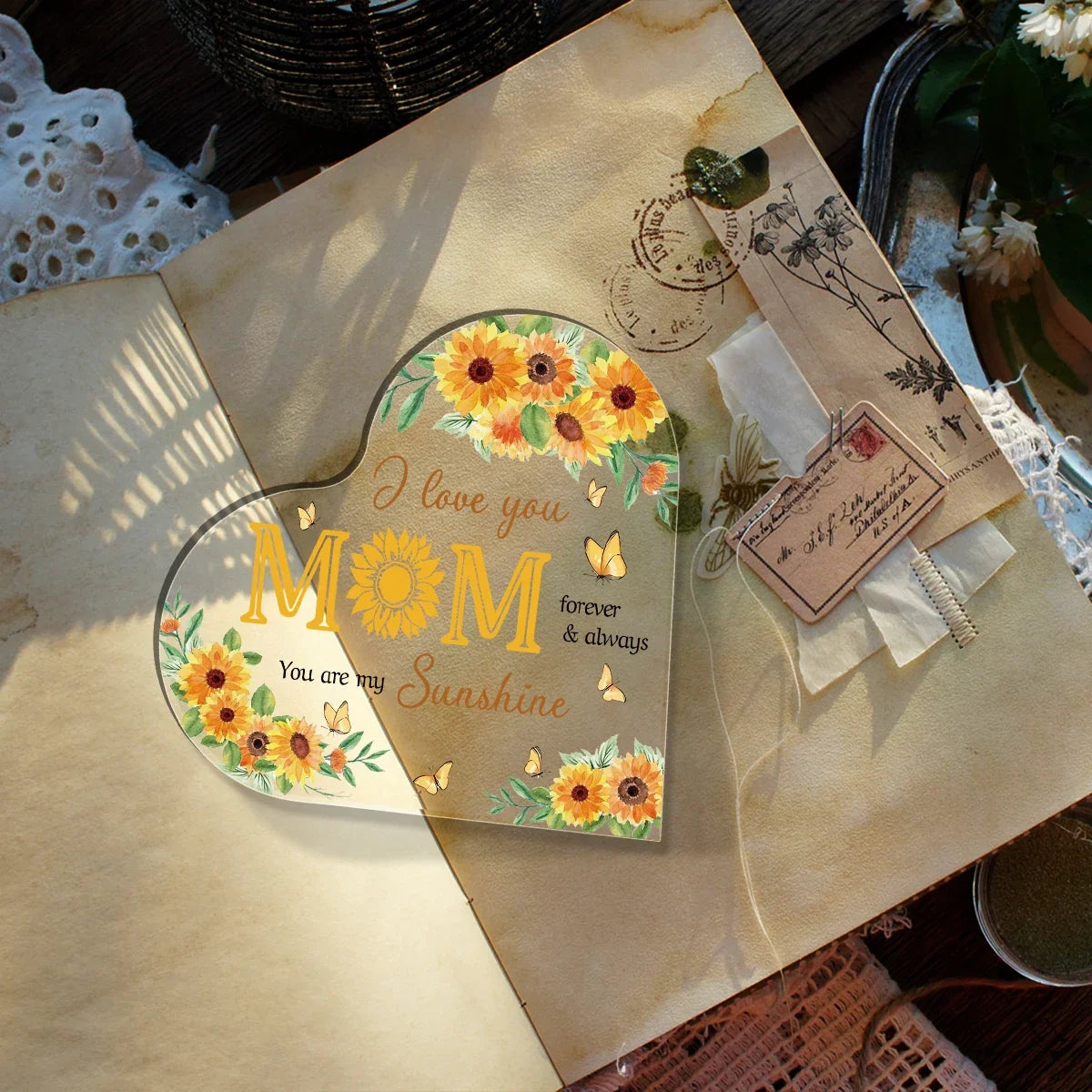 Acrylic Heart Plaque – Mother's Day Gift Transparent Heart-shaped Decoration Plaque