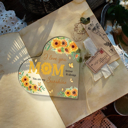Acrylic Heart Plaque – Mother's Day Gift Transparent Heart-shaped Decoration Plaque