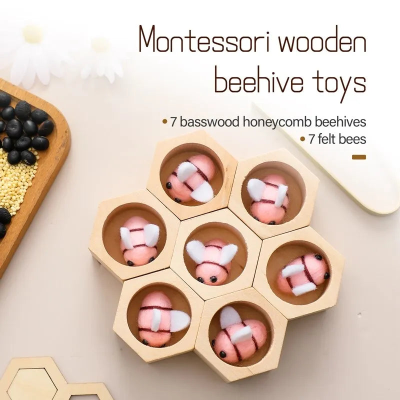 Montessori Fine Motor Toy 0-12 Months Wooden Bee Honeycomb Sensory Game Fall 2025 Development Gift
