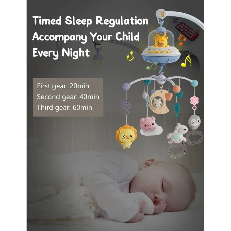 Crib Mobile Remote Music Light Newborn Sensory Toys