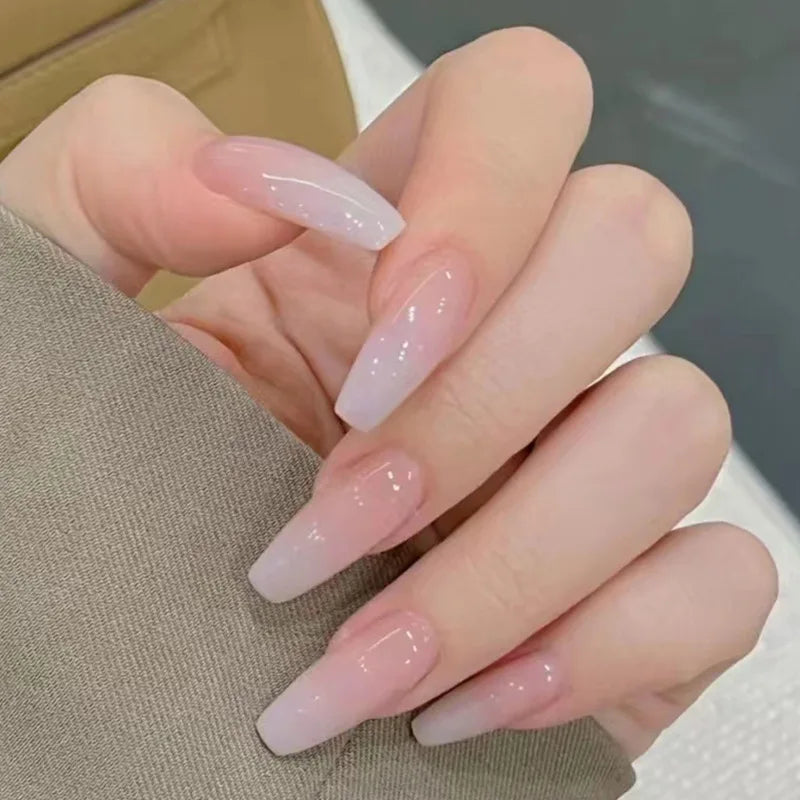 Press On Nails Short Square White Minimalist False Nail Tips Set Spring 2026 Reusable
