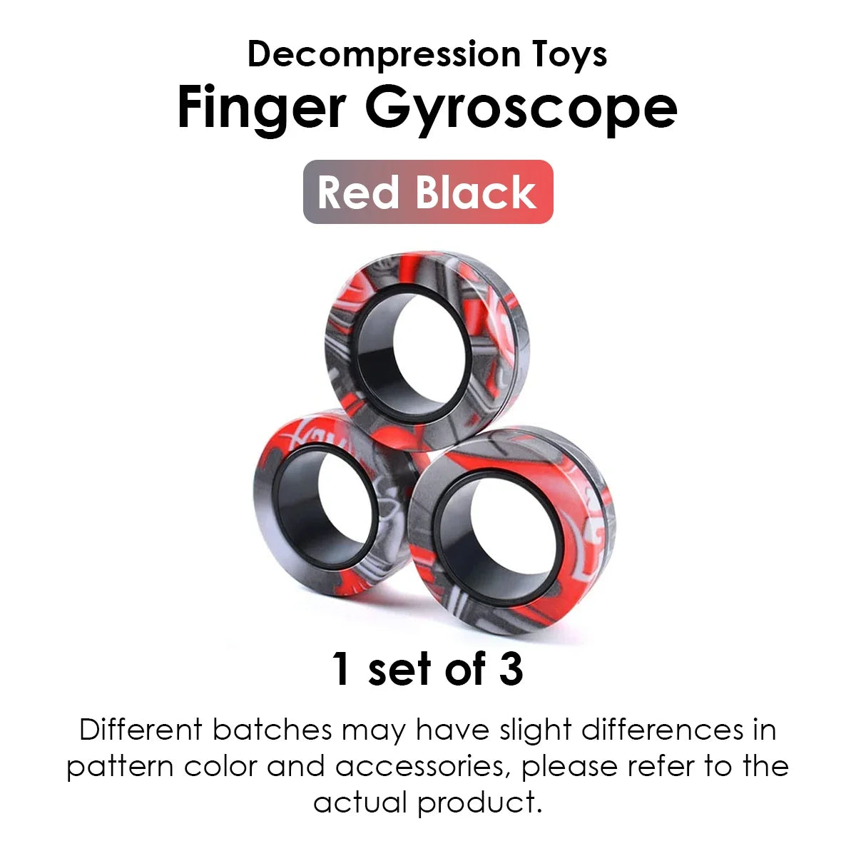 3Pcs Magnetic Rings Fidget Toy Set - Adult Fidget Magnets Pack for Kids and Teens, Stress Relief Spinner Gift