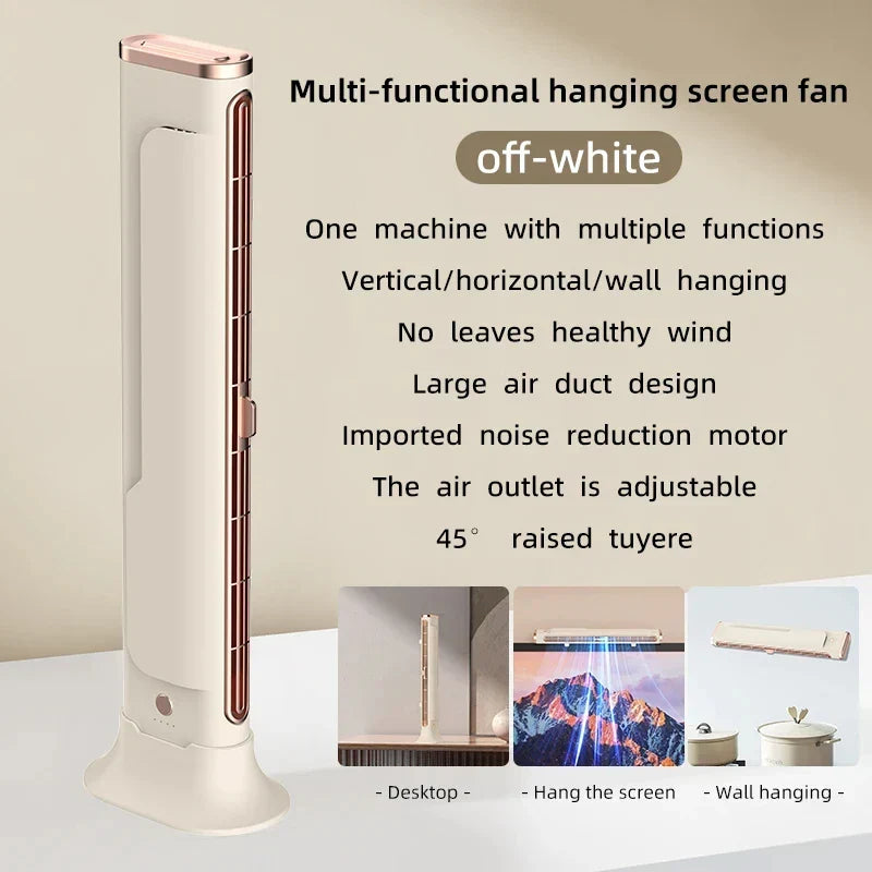 Bladeless Fan 1200mAh Portable Tower Fan USB Rechargeable Vertical Cooling Fan Fall 2025 Cordless Quiet Home Office