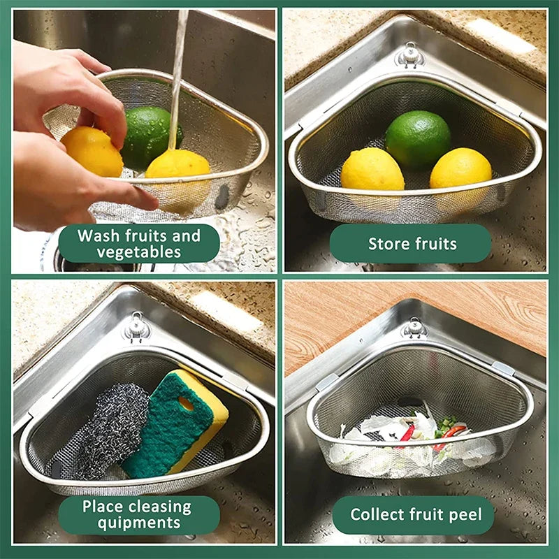 Stainless Steel Sink Strainer Basket Triangle Drainer In Sink Mesh Colander Fall 2026 Eco Friendly Kitchen Accessory