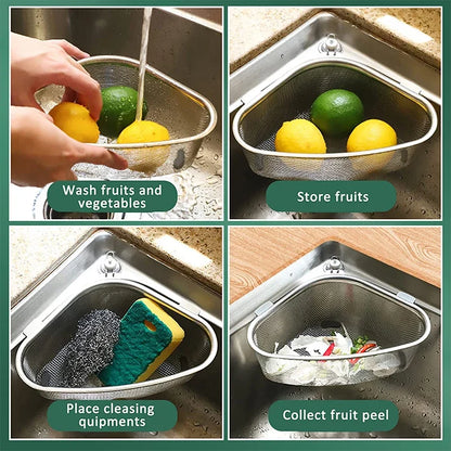 Stainless Steel Sink Strainer Basket Triangle Drainer In Sink Mesh Colander Fall 2026 Eco Friendly Kitchen Accessory