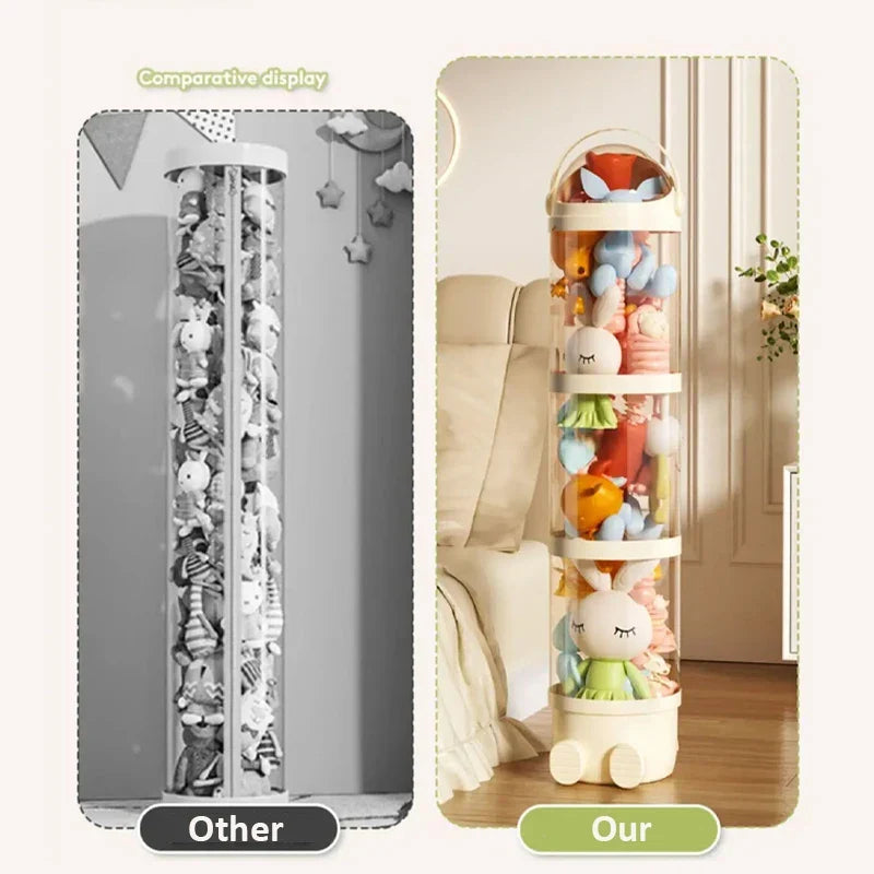 Toy Storage Tube Transparent Doll Organizer Kids Room Vertical Space Saving Visibility Gift Back To School 2025