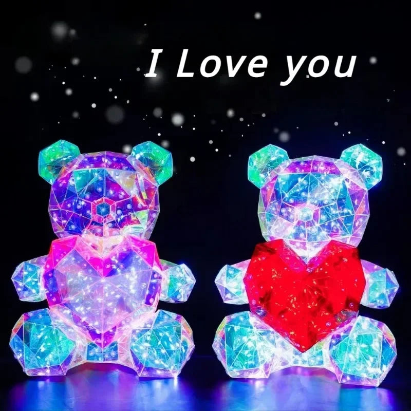 Colorful LED Teddy Bear Lamp with Heart - A Heartwarming Valentine's Day Gift for Birthdays & Anniversaries