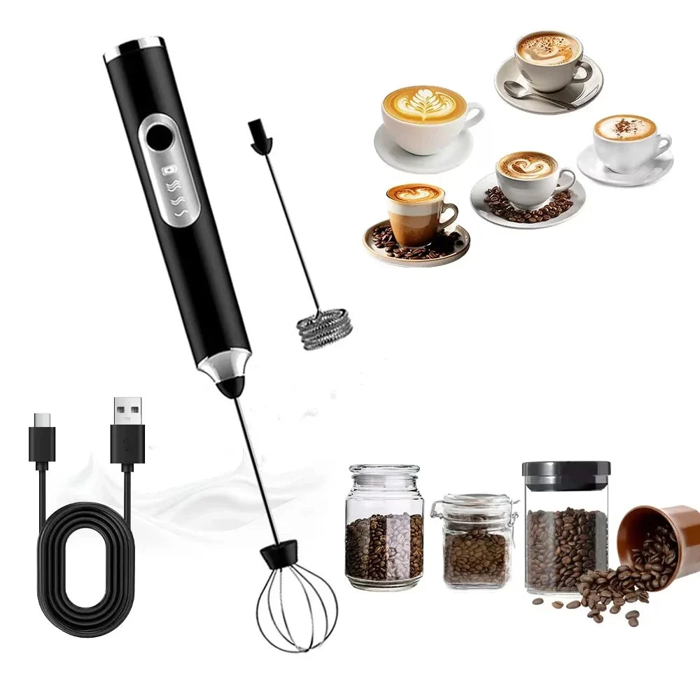 Electric Milk Frother Handheld 3 Speed USB Rechargeable with Whisk and Chopper, Back to School 2026 Gift