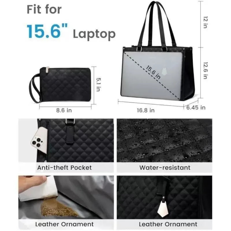 Insulated Lunch Bag Black Shoulder Laptop Bag 2-in-1 Large Capacity Back to School 2026 Gift