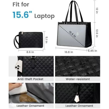 Insulated Lunch Bag Black Shoulder Laptop Bag 2-in-1 Large Capacity Back to School 2026 Gift