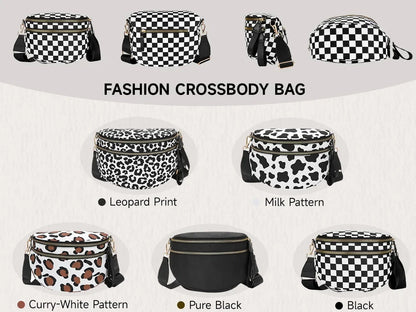 Casual women's checkered fanny pack – large capacity bum bag, adjustable crossbody mommy travel bag