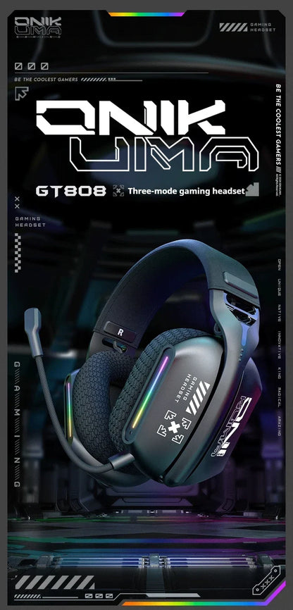 Wireless Gaming Headset Tri Mode Bluetooth Wired Immersive