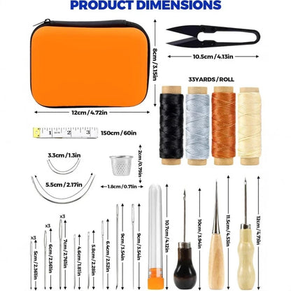 Leather Sewing Kit Orange All-in-One Leather Stitching Tools Set Fall 2026 Upholstery Repair DIY Project