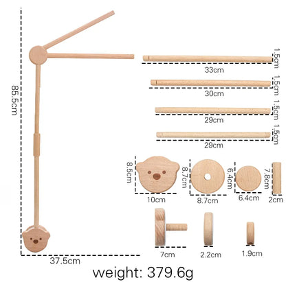 Wooden Baby Mobile Natural Wood Newborn Crib Mobile 0-12 Months Nursery Decor Newborn Gift 2025 Soothing Music