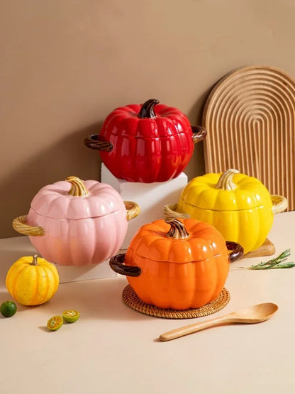 Ceramic Soup Pot Pumpkin Lid Porcelain Large Fall 2025