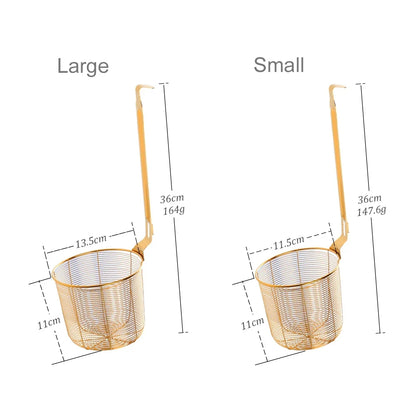 Stainless Steel Frying Basket Mesh Colander – Multi-Use Kitchen Strainer for Noodles and Dumplings, Viral 2026 Trend