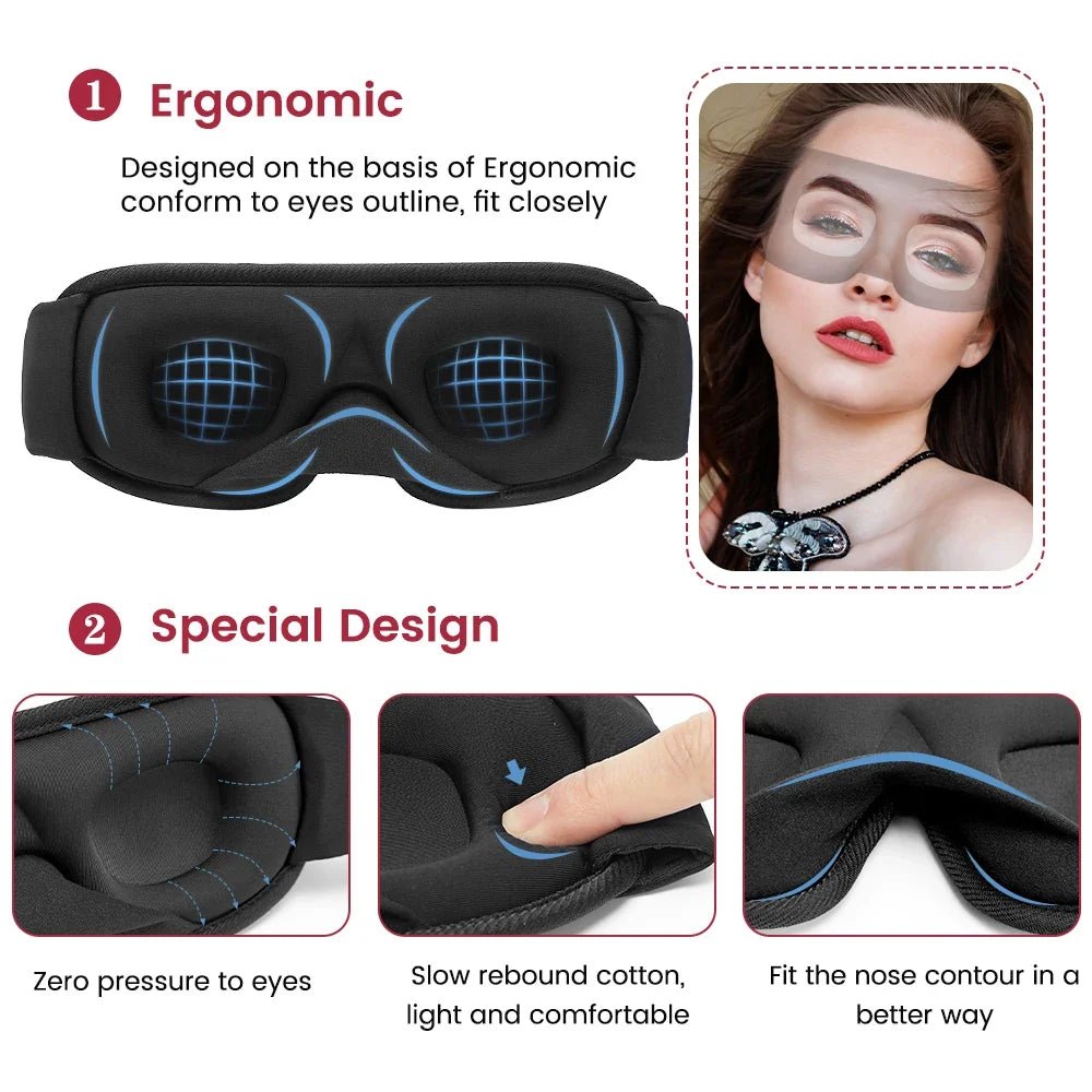 3D Sleep Eye Mask – Light Blocking, Soft and Breathable Eyeshade for Travel and Night Rest