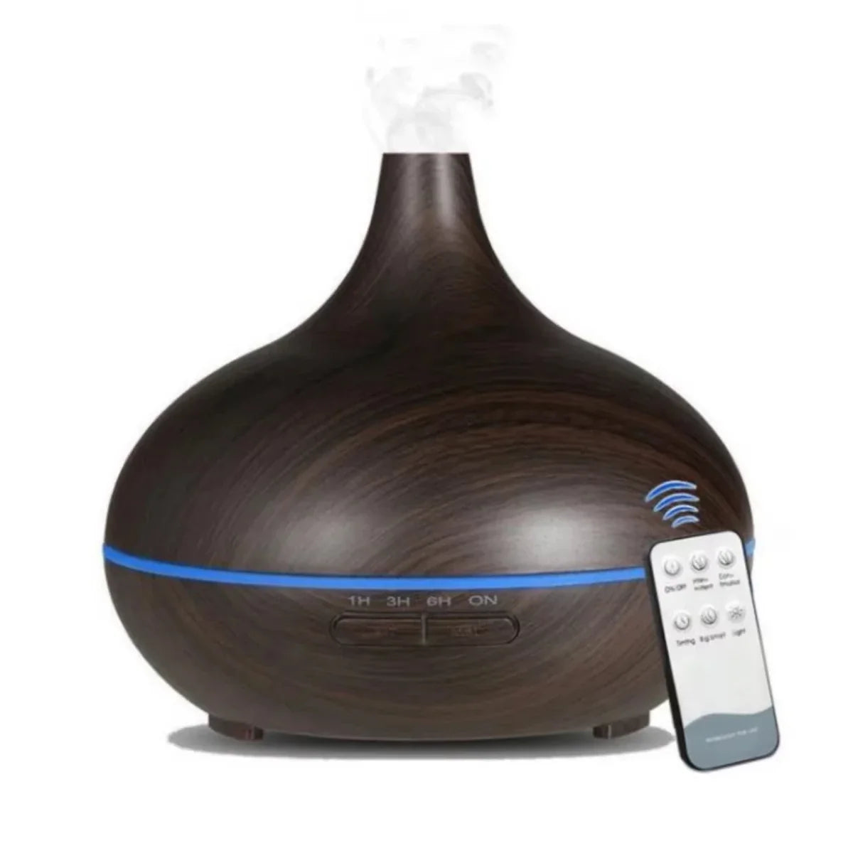Air Humidifier Aromatherapy Essential Oil Diffuser 500ml Wood Grain Remote Control with 7 Color Lights for Home