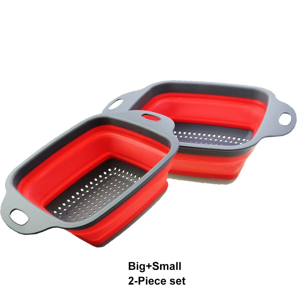 Silicone Folding Drain Basket 2-In-1 Collapsible Colander For Fruits And Vegetables Space-Saving Kitchen Tool Fall 2026