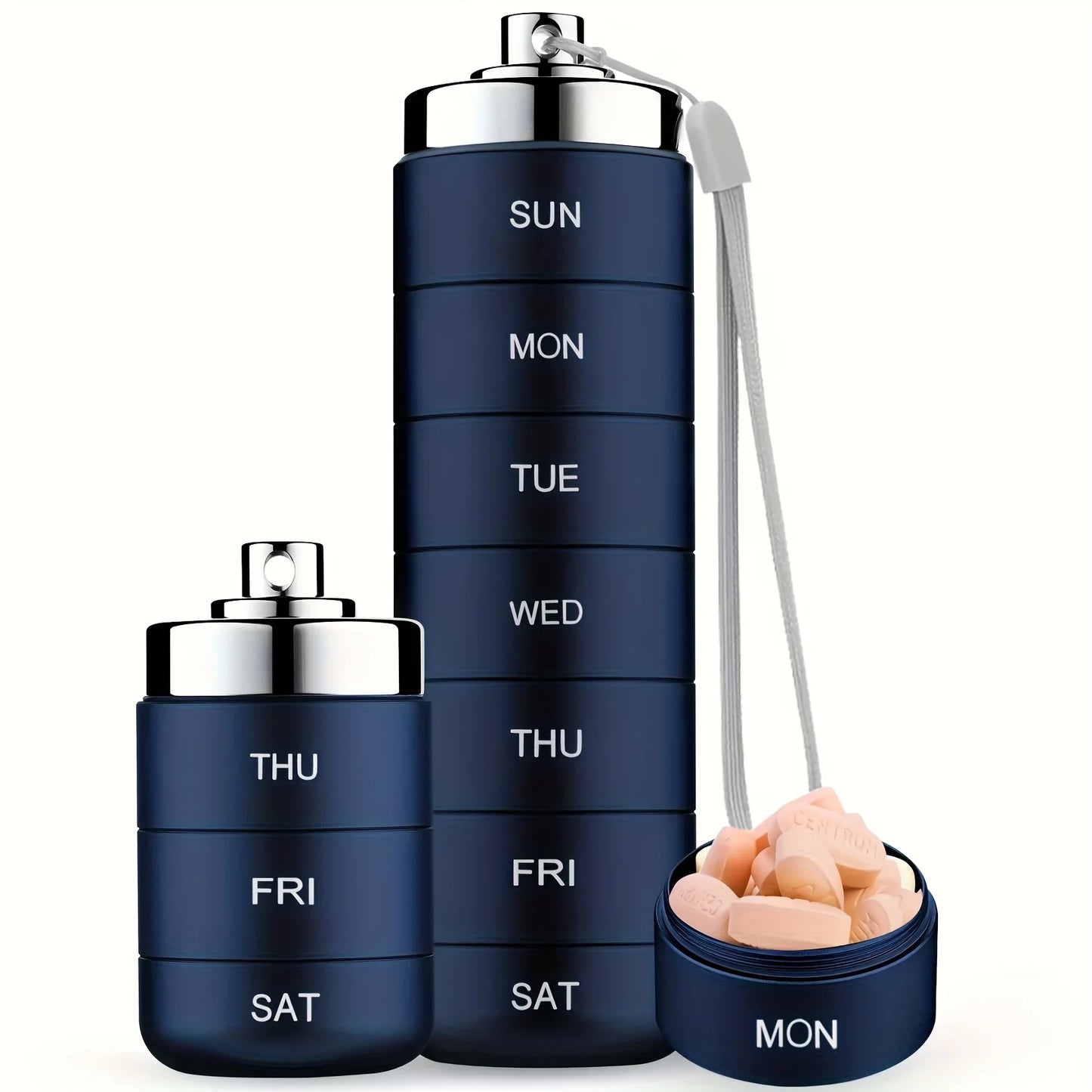 Pill Organizer Metal Travel Pill Box Set – Waterproof, Stackable, Summer Travel 2026