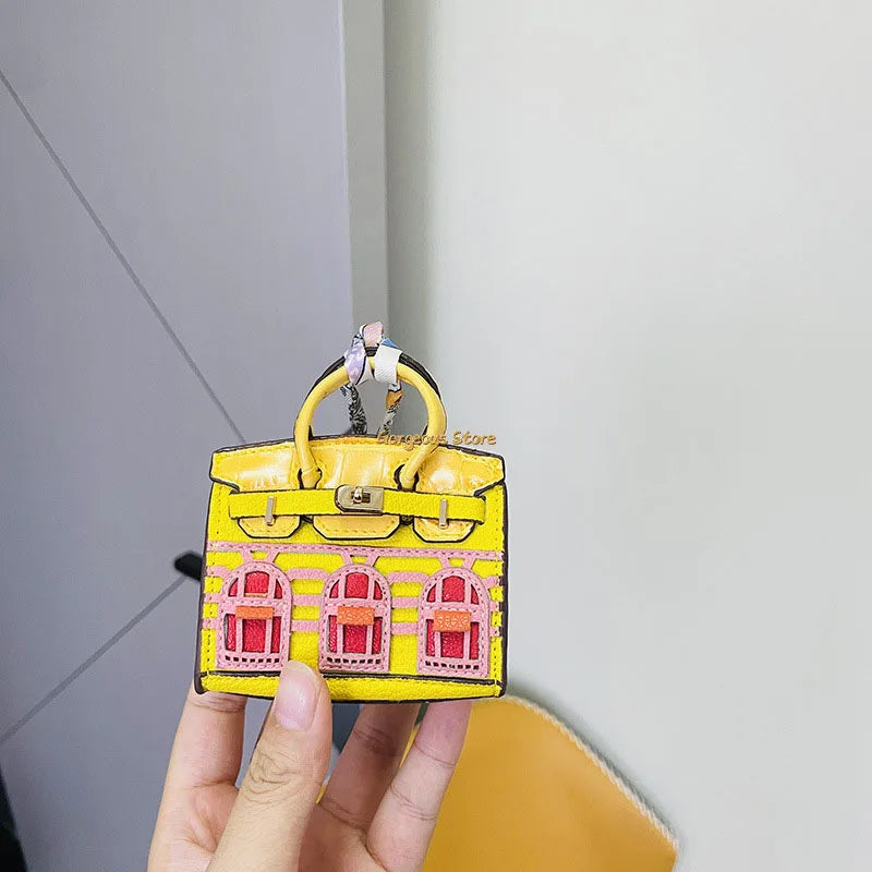 Birkin Inspired Mini Hand Bag - Platinum Bag Charm