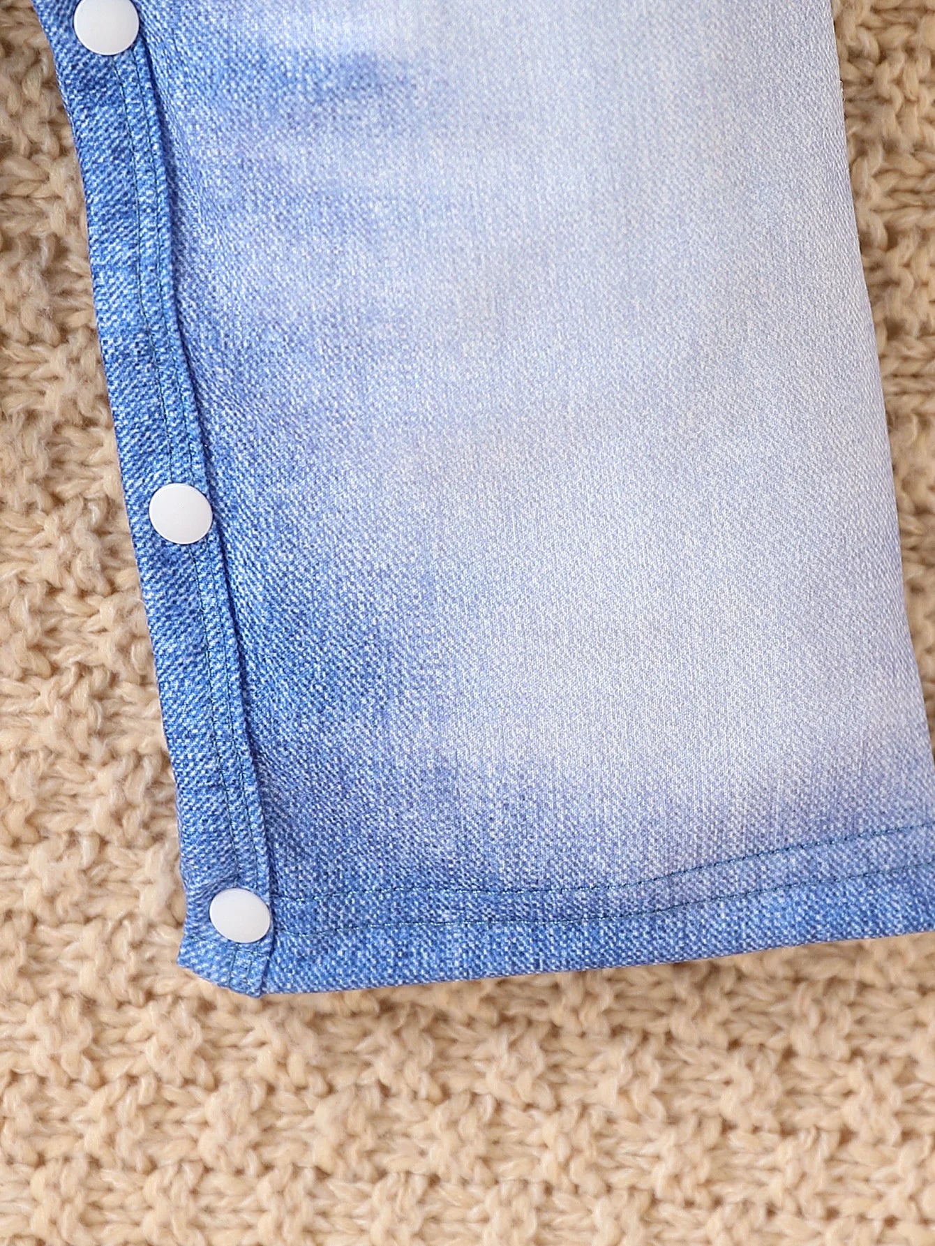 Styling suggestion for baby boys faux denim print long sleeve romper