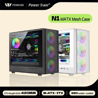 MicroATX Vertical Glass PC Case Supports 360mm Radiator