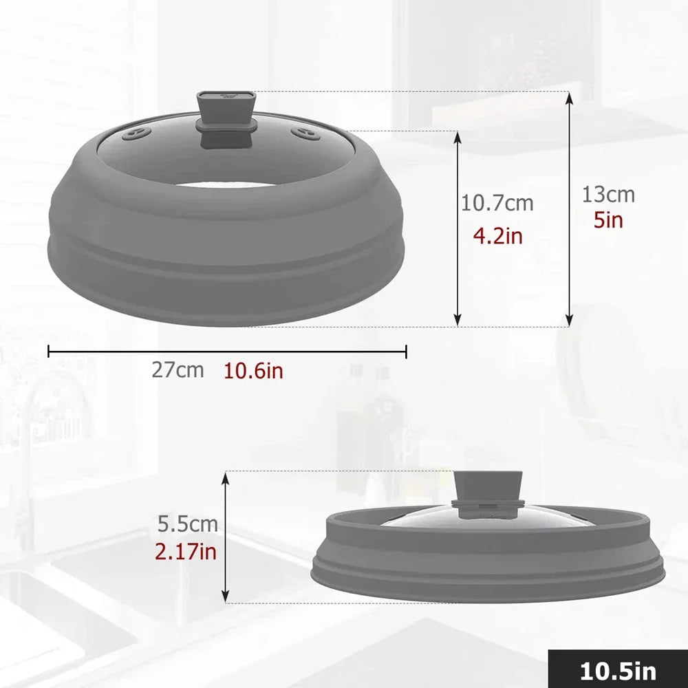 Microwave Splatter Cover 10.5 Inch Foldable Silicone Plate Cover Kitchen Essential Fall 2025 Steam Venting Easy Clean