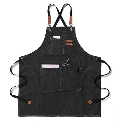 Canvas Apron Adjustable Crossback Work Apron For Kitchen Chef Restaurant Cafe Fall 2025 Durable Pockets
