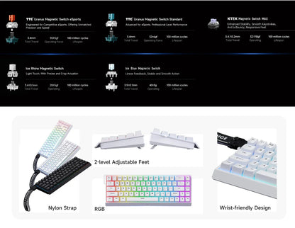 Hall Effect 68 Key Magnetic Gaming Keyboard Topographic RGB