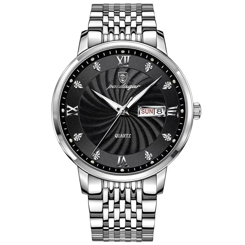 Quartz Wristwatch Stainless Steel Luminous Date Week