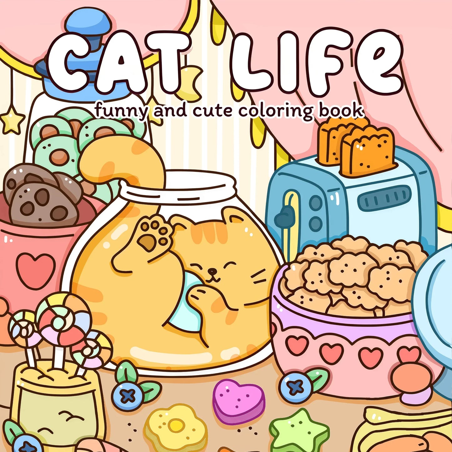 Coloring Book Bold-Easy Patterns Cat Life Fall 2025 Gift Relaxation And Stress Relief