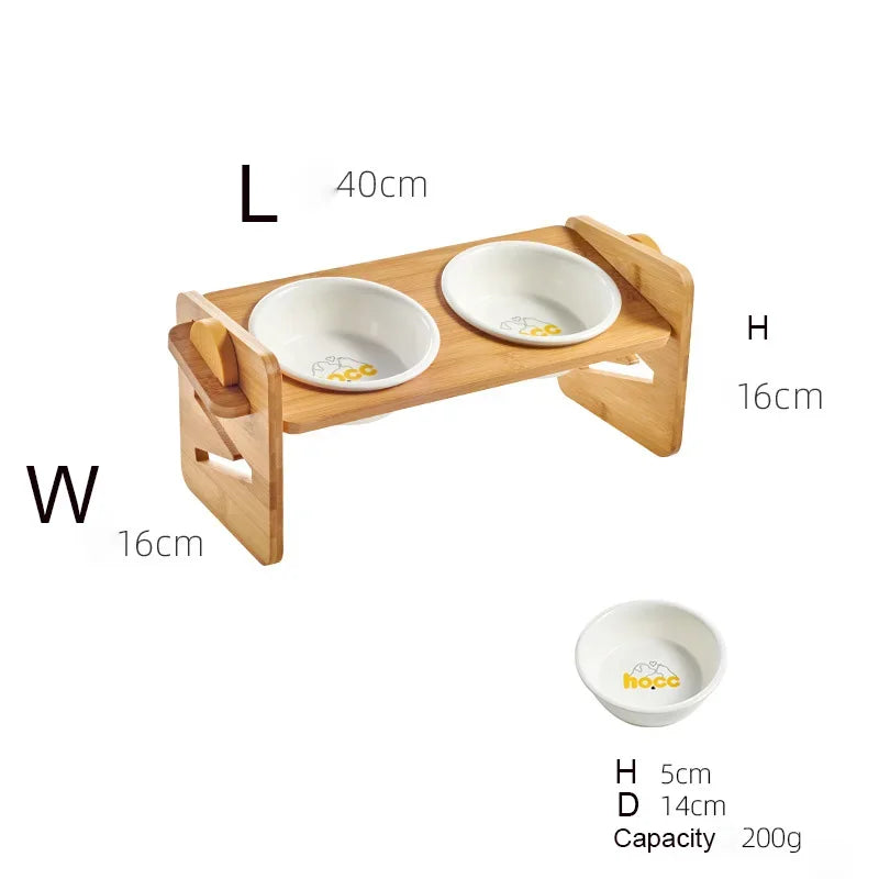 Dog Bowl Stand Adjustable Bamboo Elevated Feeder, Wooden Pet Bowl Holder Fall 2025 Ergonomic Neck Care