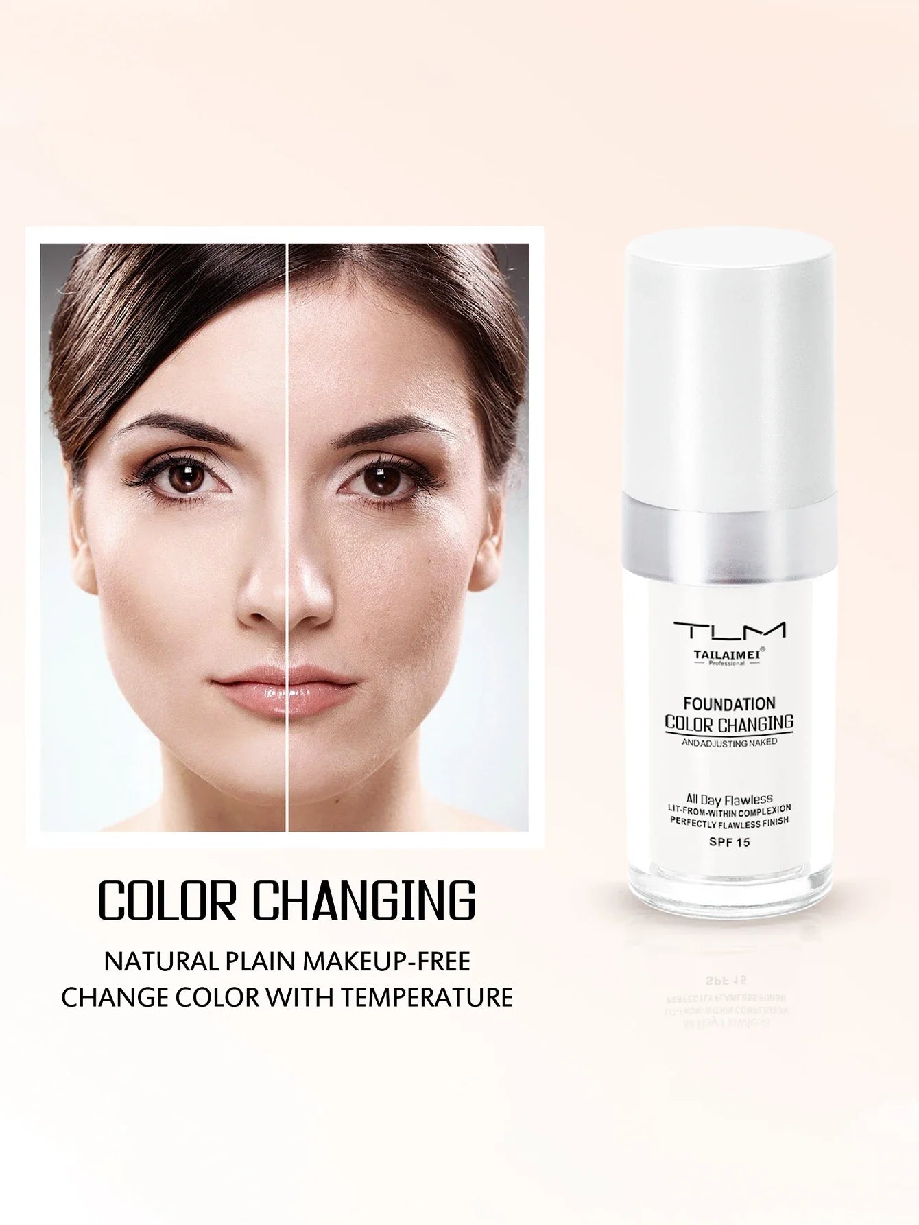 Color-Changing Liquid Foundation with SPF - Long-Lasting Waterproof Oil-Control Sunscreen Cream 30ml
