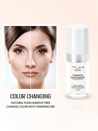 Color-Changing Liquid Foundation with SPF - Long-Lasting Waterproof Oil-Control Sunscreen Cream 30ml