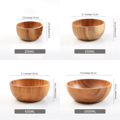 Acacia Wooden Bowl Japanese Style Salad Bowl Ramadan