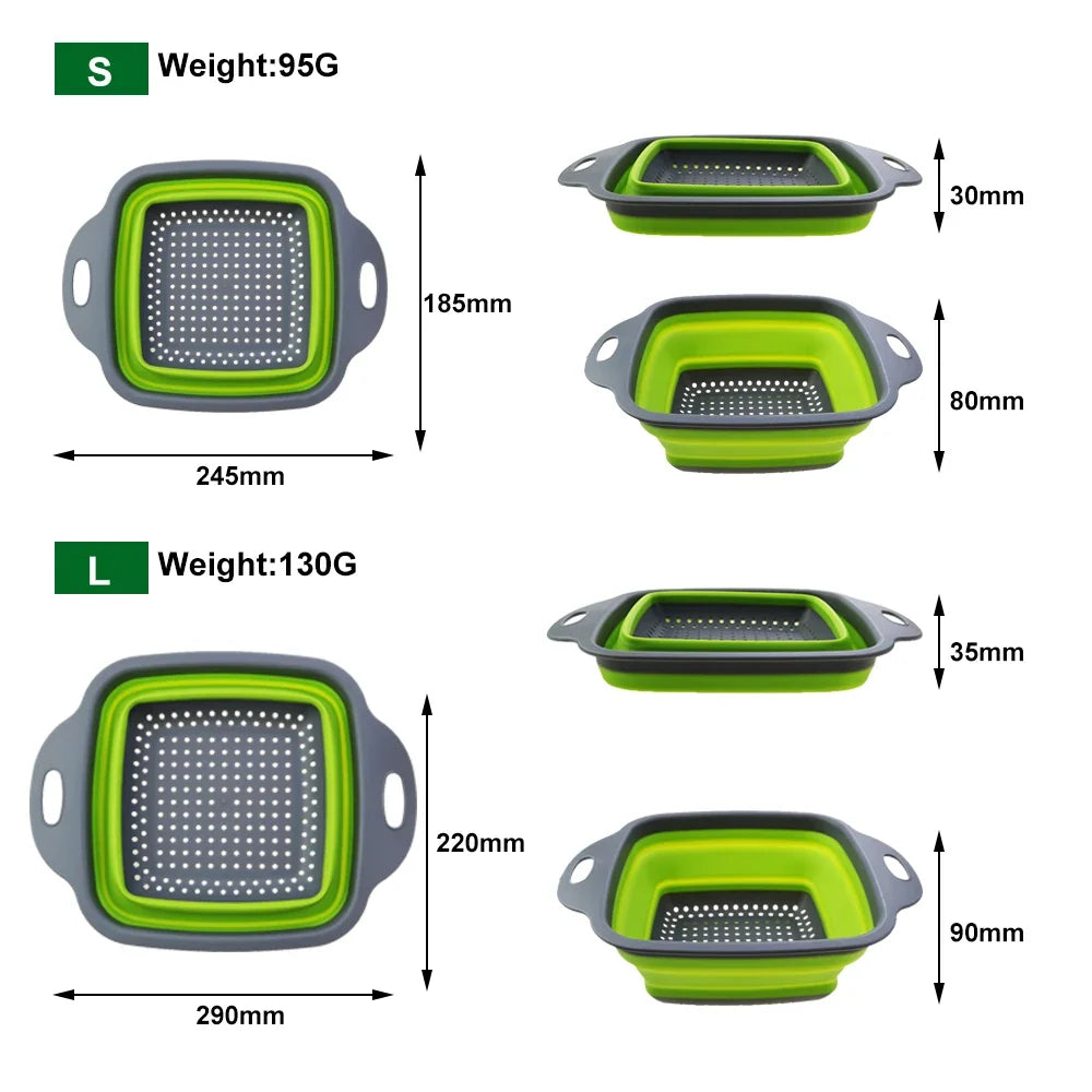 Silicone Folding Drain Basket 2-In-1 Collapsible Colander For Fruits And Vegetables Space-Saving Kitchen Tool Fall 2026