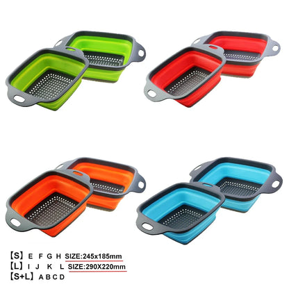 Silicone Folding Drain Basket 2-In-1 Collapsible Colander For Fruits And Vegetables Space-Saving Kitchen Tool Fall 2026