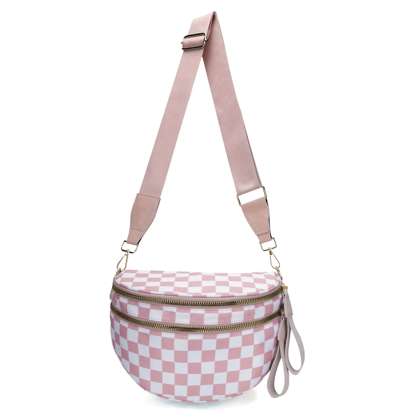 Casual women's checkered fanny pack – large capacity bum bag, adjustable crossbody mommy travel bag