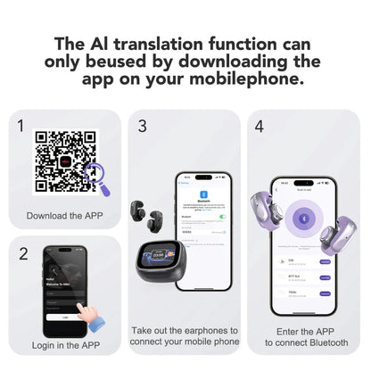 Wireless Earbuds Open-Ear Translation Earphones Real-Time Language Translate 135 Languages For Travel, Office Fall 2026