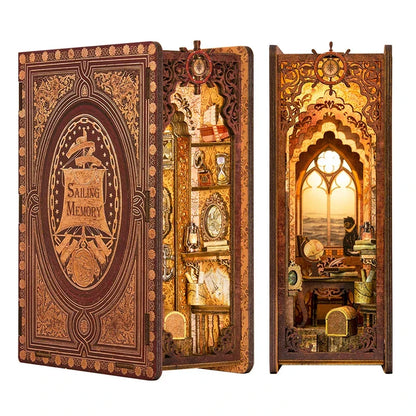 DIY Book Nook Kit Wooden Miniature Shelf Insert Roombox Dollhouse Model Holiday 2025 Cozy Library Gift
