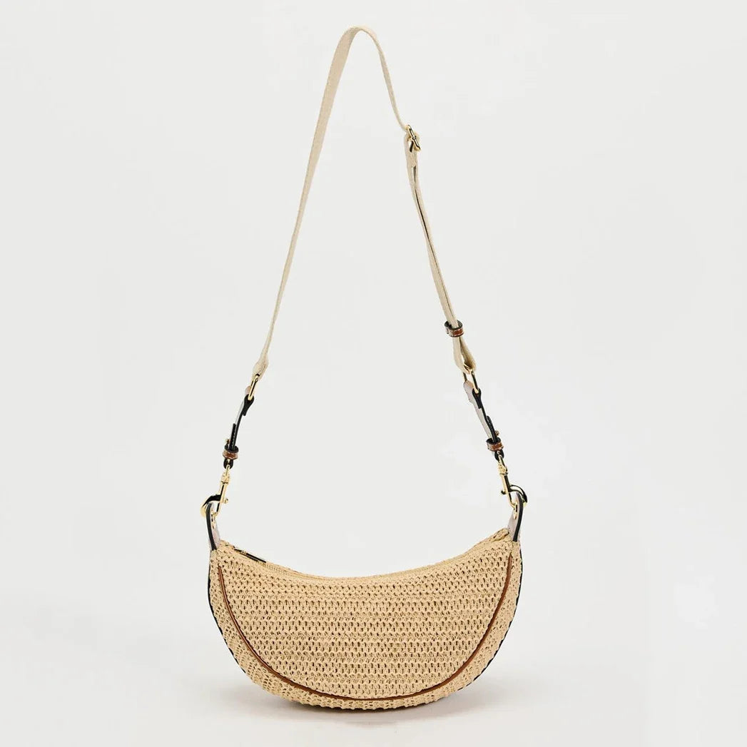Lightweight women's woven straw shoulder bag – hobo style, crossbody, for beach & summer