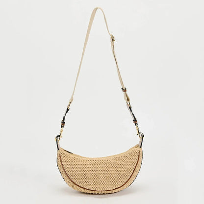 Lightweight women's woven straw shoulder bag – hobo style, crossbody, for beach & summer