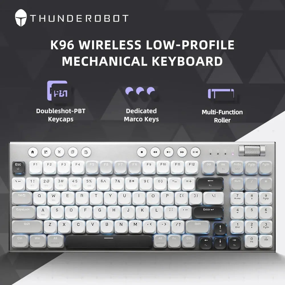 Wireless Low Profile Mechanical Keyboard 98 Keys PBT