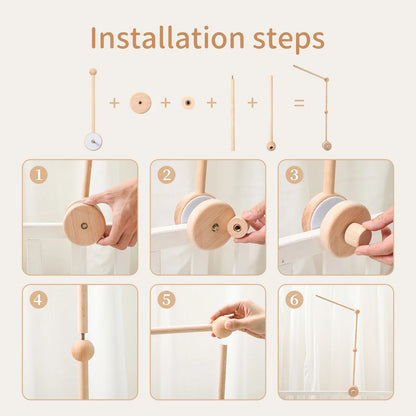 Baby Crib Mobile Wooden Nursery Newborn Sensory Toys