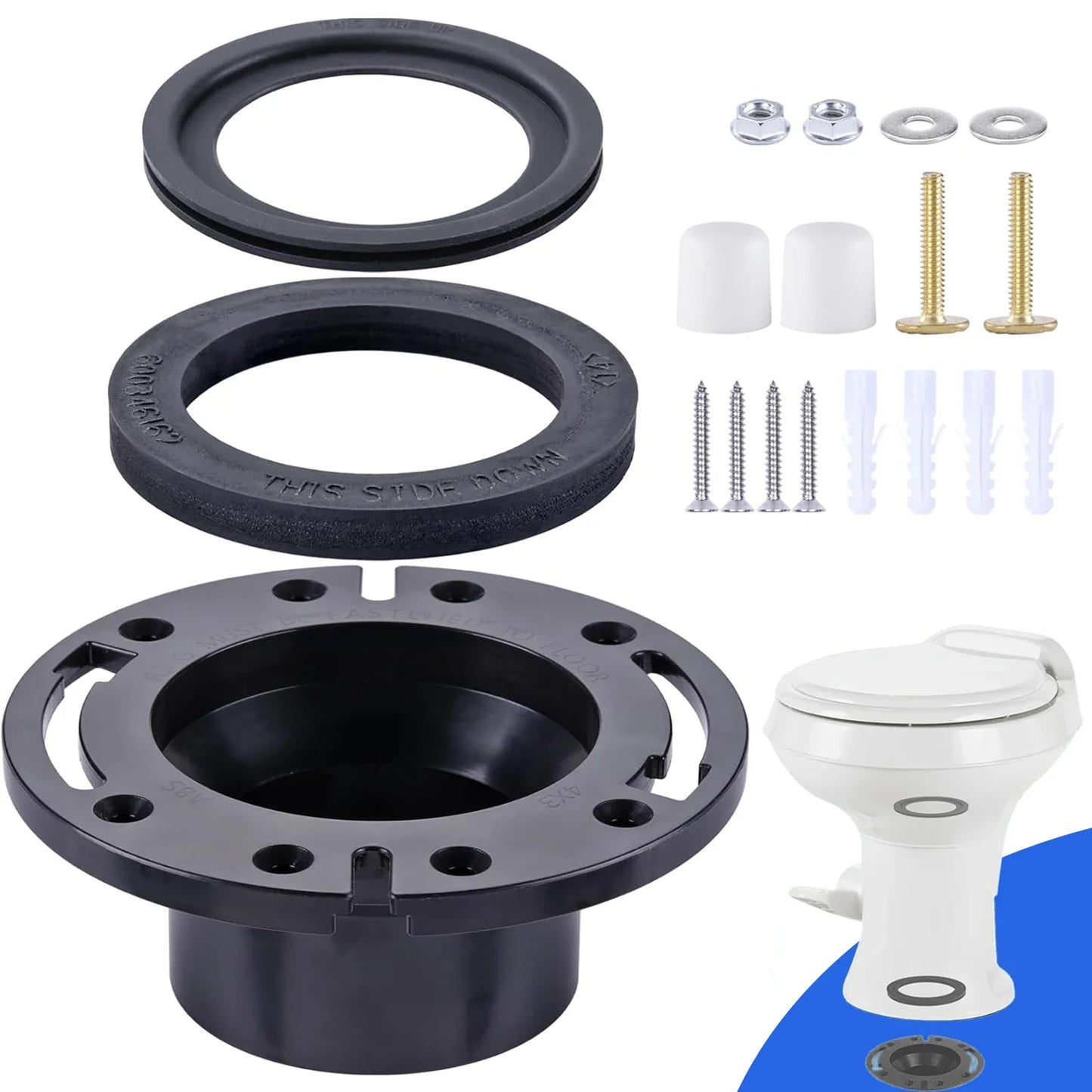 RV Toilet Seal Kit 3-Inch Flange Replacement for 300/310/320 RV Toilets Fall 2026 Easy Install Durable ABS